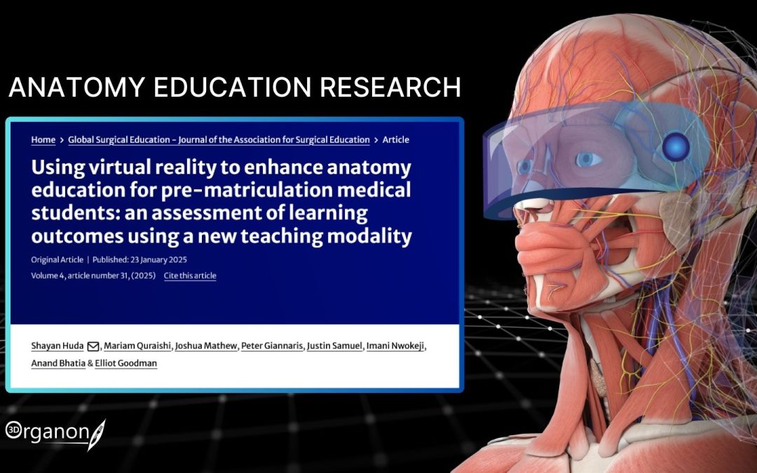 Cover of the research article titled 'Using Virtual Reality to Enhance Anatomy Education for Pre-Matriculation Medical Students: An Assessment of Learning Outcomes Using a New Teaching Modality' by Shayan Huda et al., published in Global Surgical Education – Journal of the Association for Surgical Education (Springer Nature). The study explores the effectiveness of virtual reality (VR) as an educational tool for teaching anatomy to pre-matriculation medical students, assessing the impact on learning outcomes